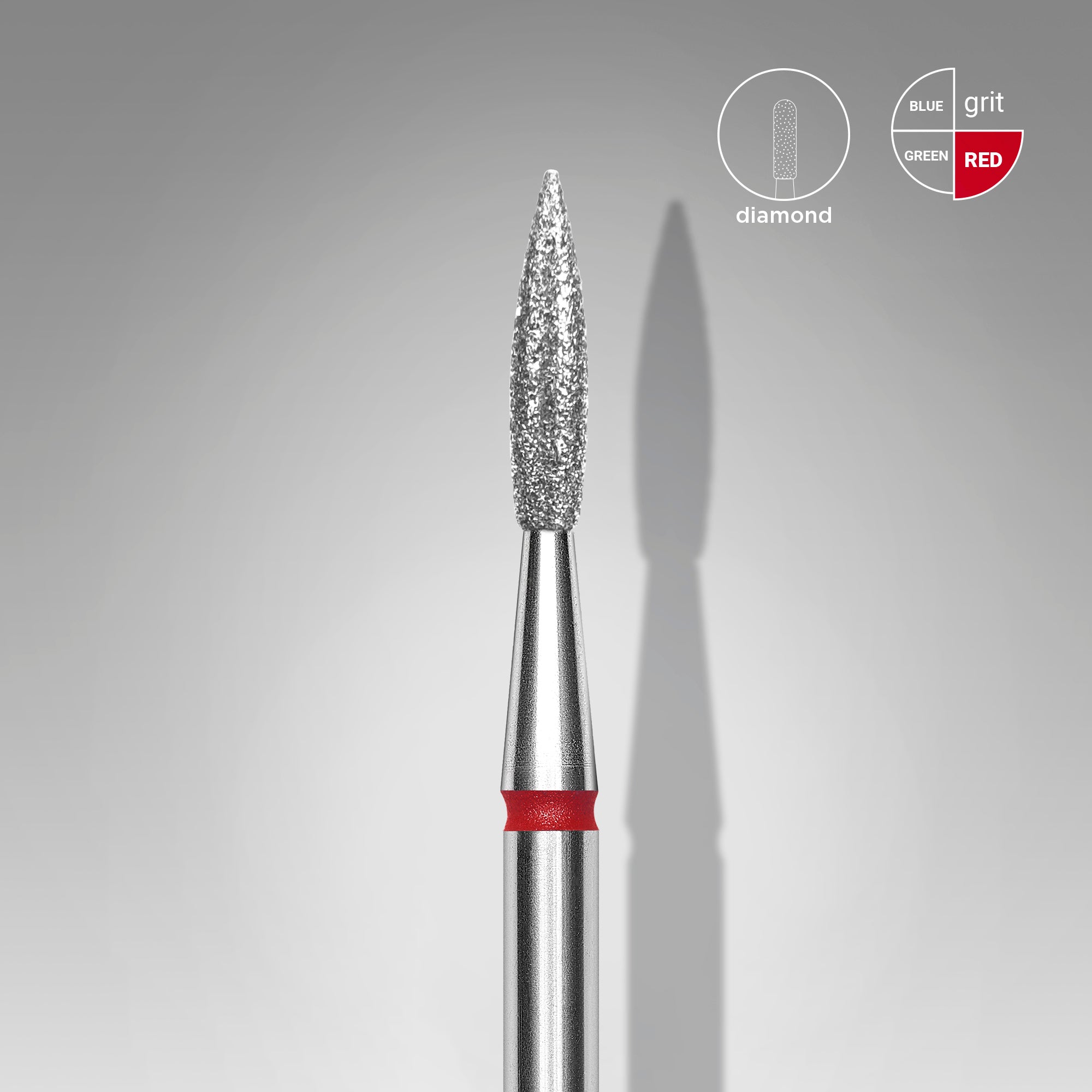 Frez diamentowy STALEKS szpiczasty płomień czerwony EXPERT 2,3 mm (FA11R023/8)